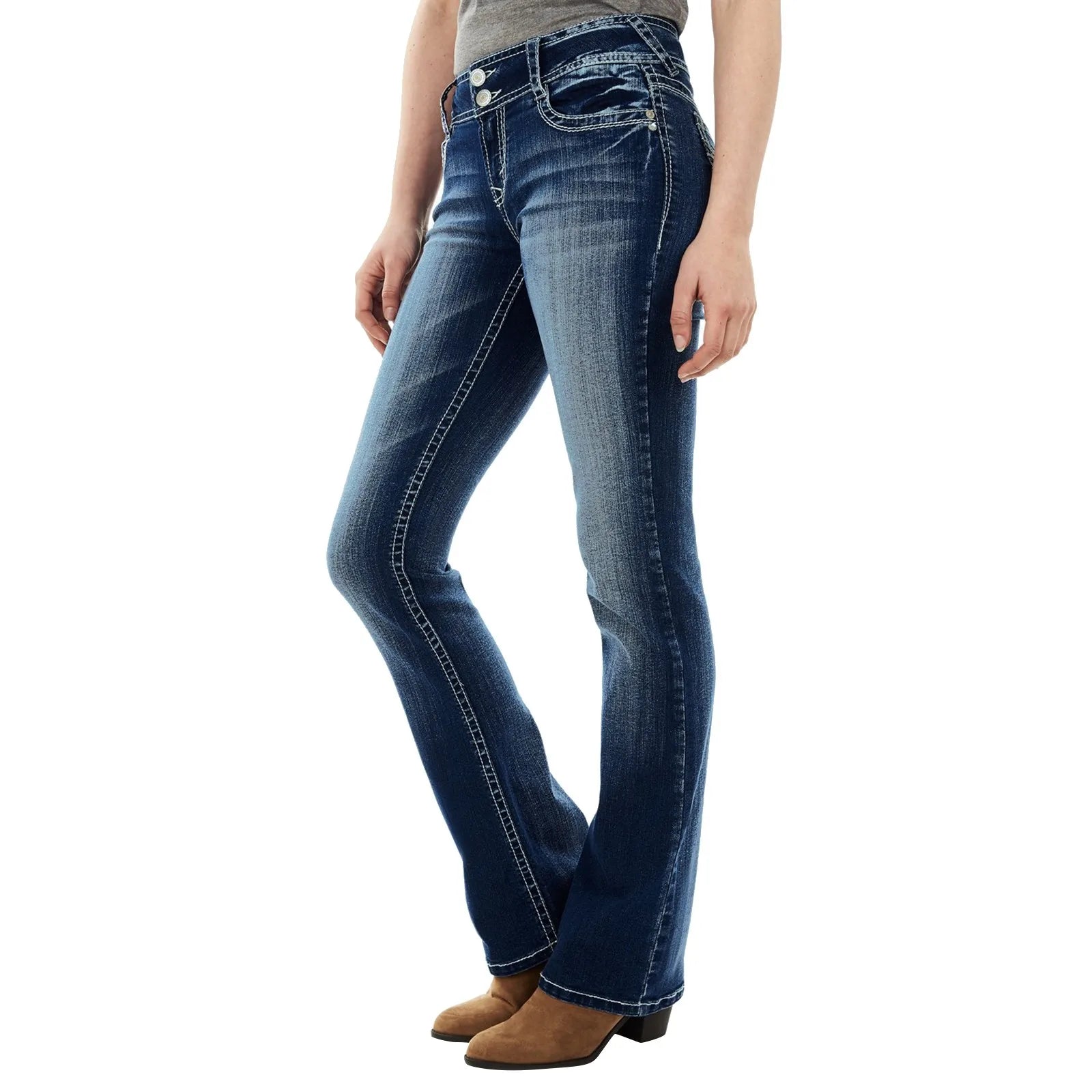 Mid Waisted Straight Leg Jeans
