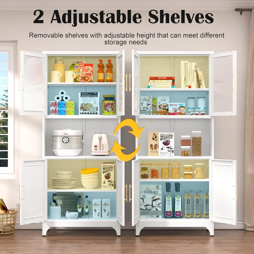 75" Tall  Cabinet with 4 Doors, Adjustable Shelves