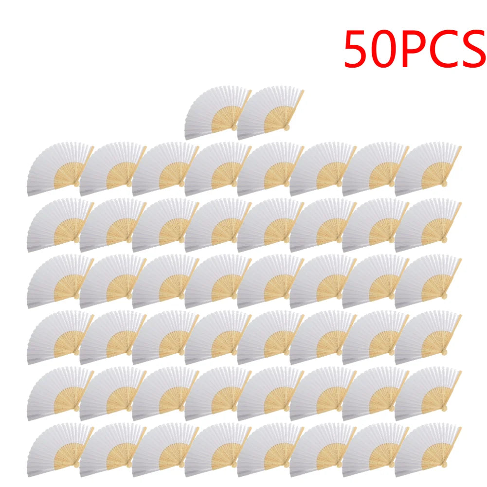 1-50PCS  Bamboo Folding Fan