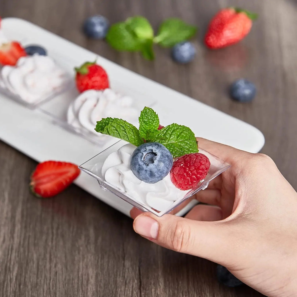 100 Pack 1 oz Mini Square Plastic Dessert Plates