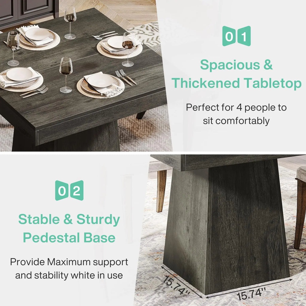 Square Dining Table for 4, 31.5-Inch