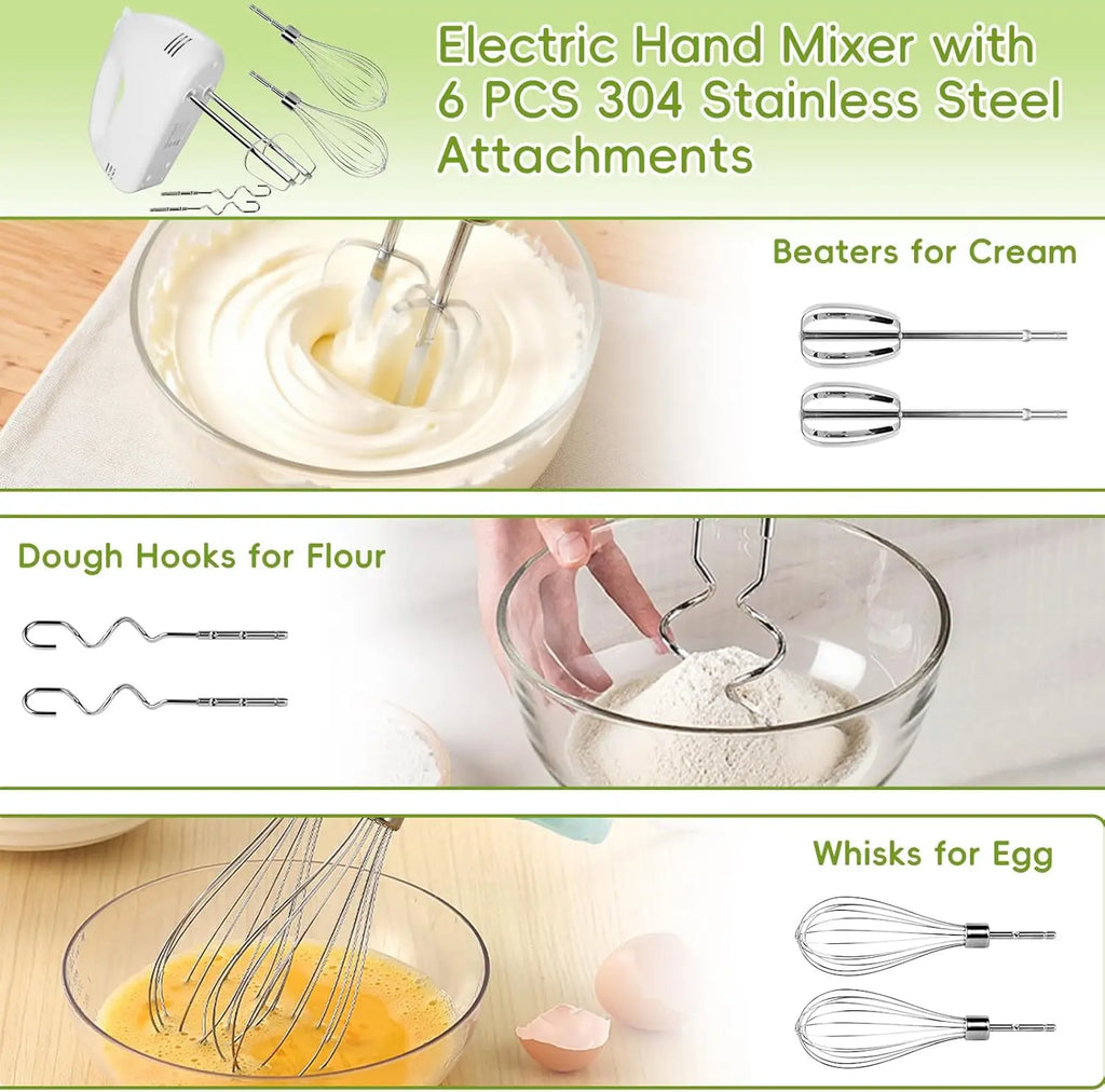 5-Speed Electric Hand Mixer with 4 Nesting Bowls