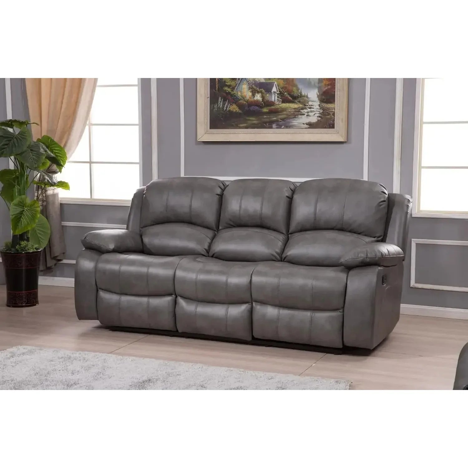 2PC Leather Air Reclining Sofa Loveseat Set