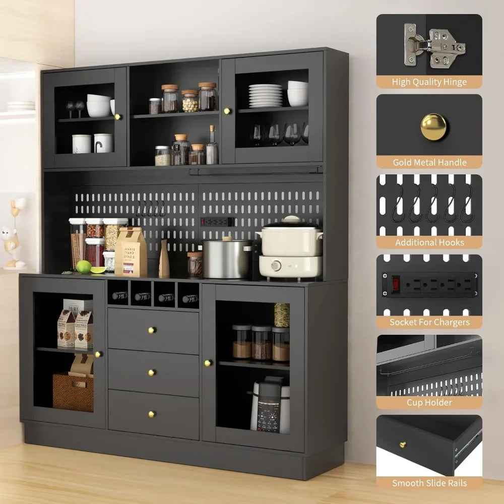 75" Tall Hutch Cabinet with 4 Doors