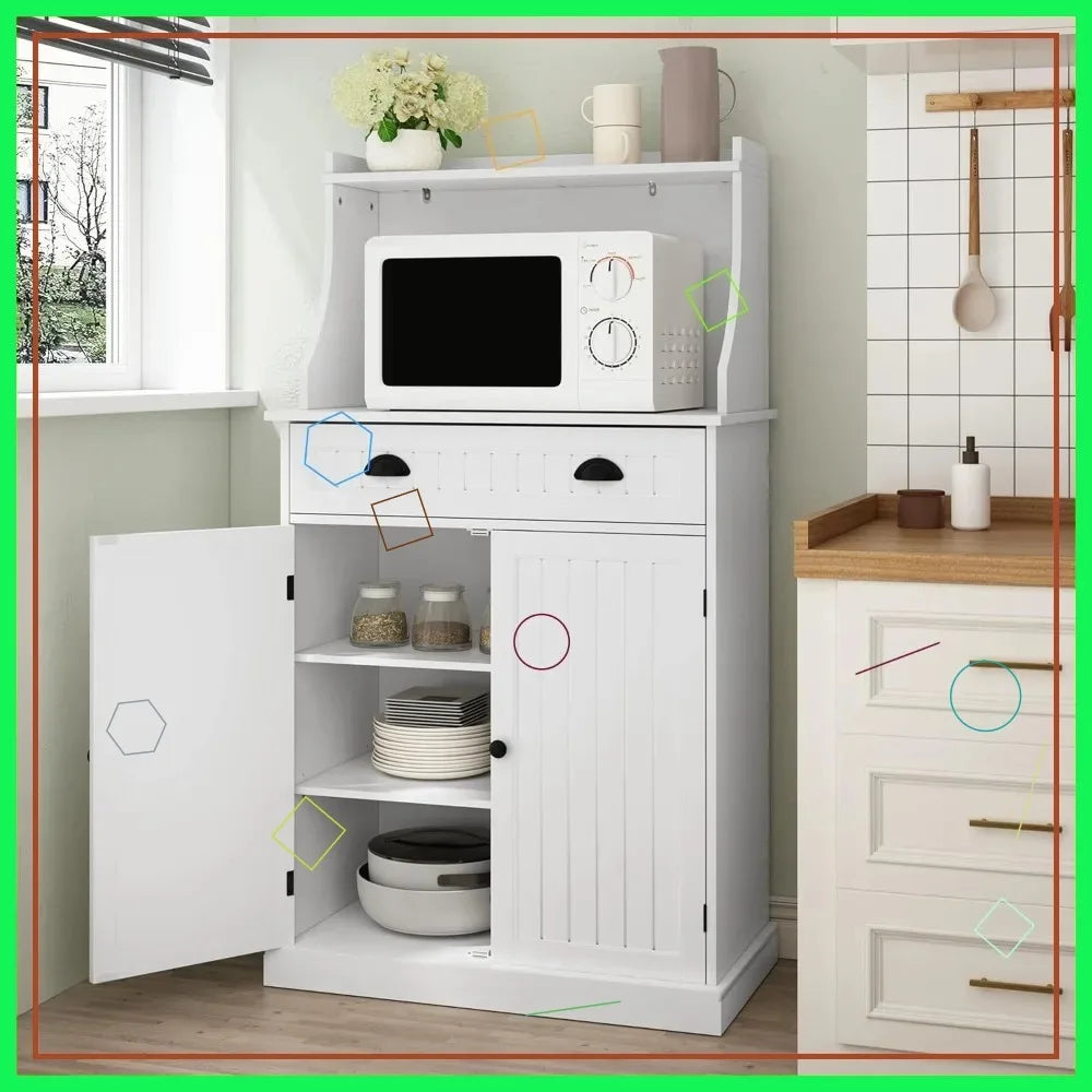 54" White Kitchen Microwave Cabinet