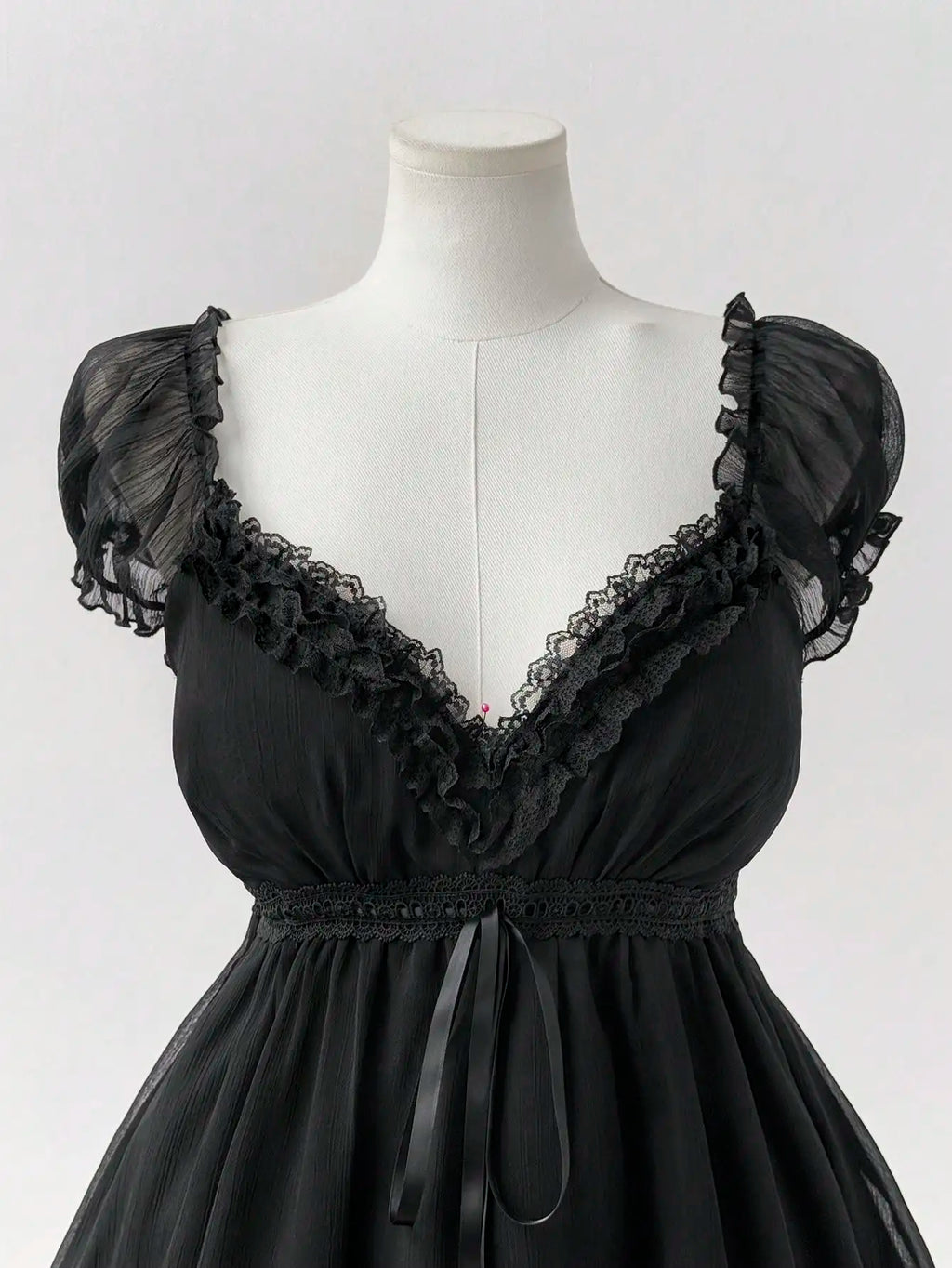 Plus Size Gothic Lace Trim V-Neck