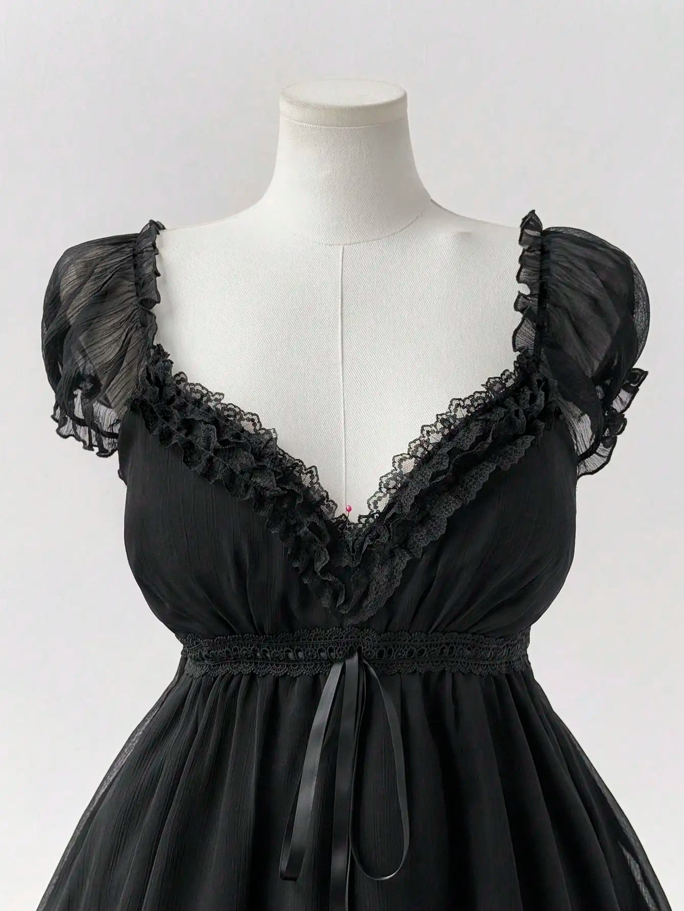 Plus Size Gothic Lace Trim V-Neck