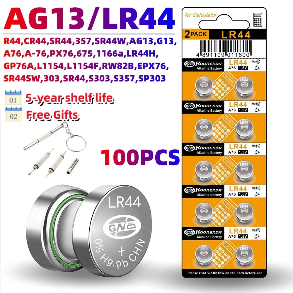 50/100pcs LR44 Batteries
