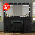 LED-Illuminated Makeup Desk Vanity
