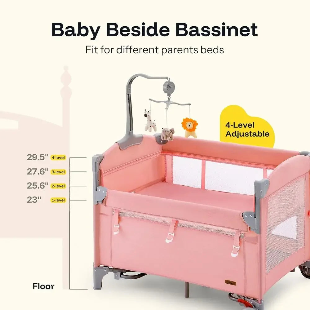 Portable 6-in-1 Baby Play Yard With Crib