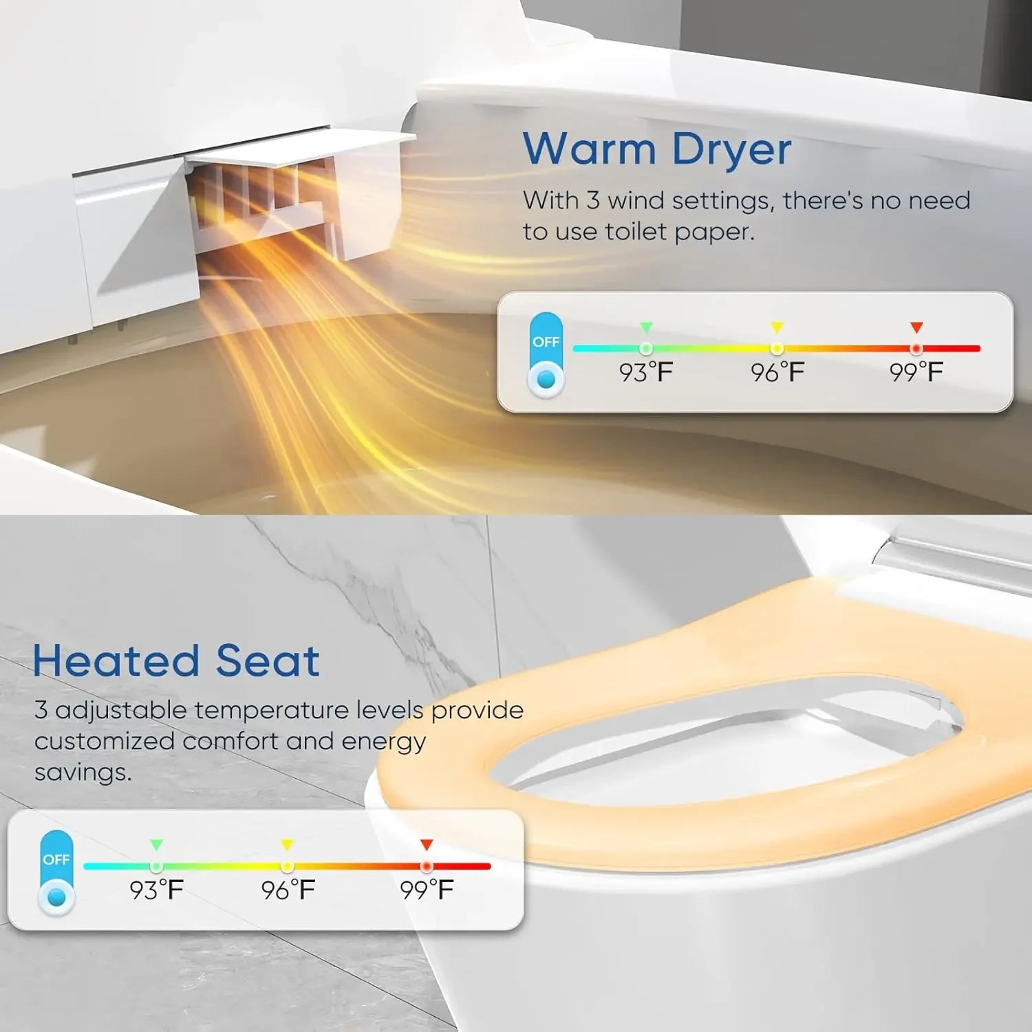 Smart Toilet, Elongated One Piece Bidet Toilet