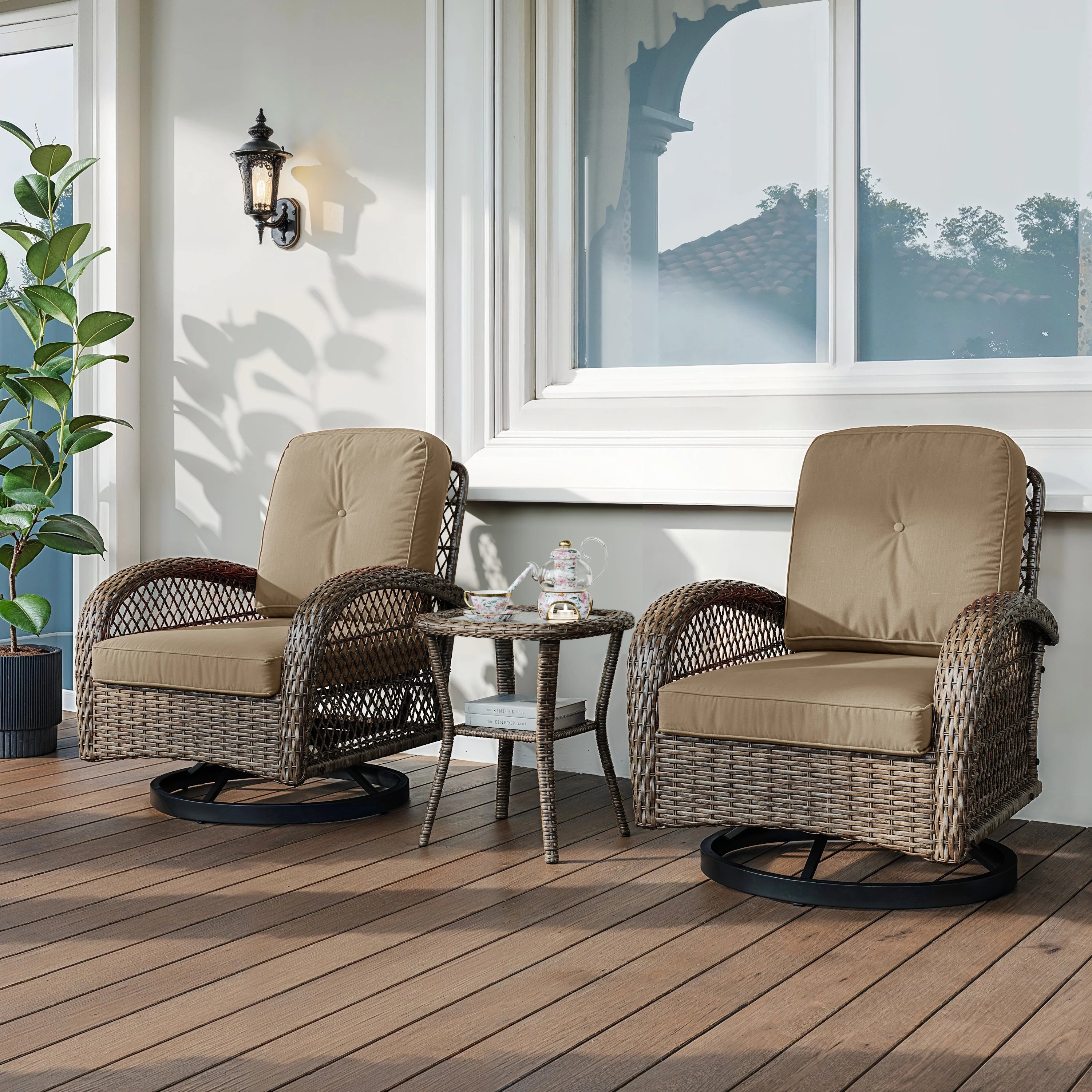 Bistro Set. Rotating Rocking Chair Set