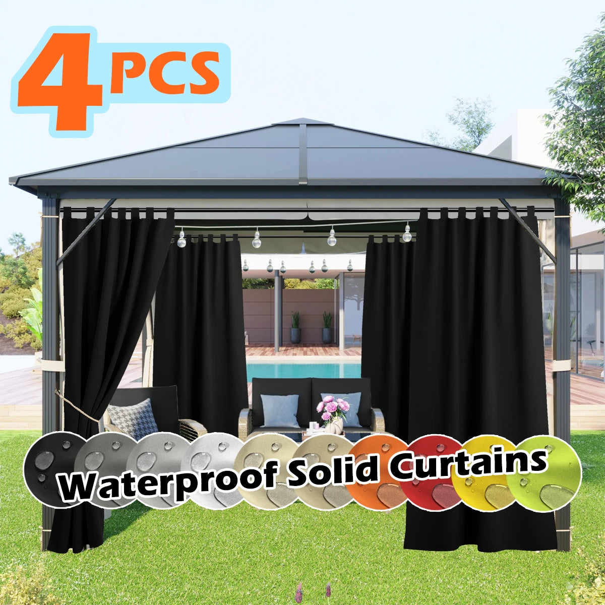 4 Panels Waterproof Outdoor Curtains
