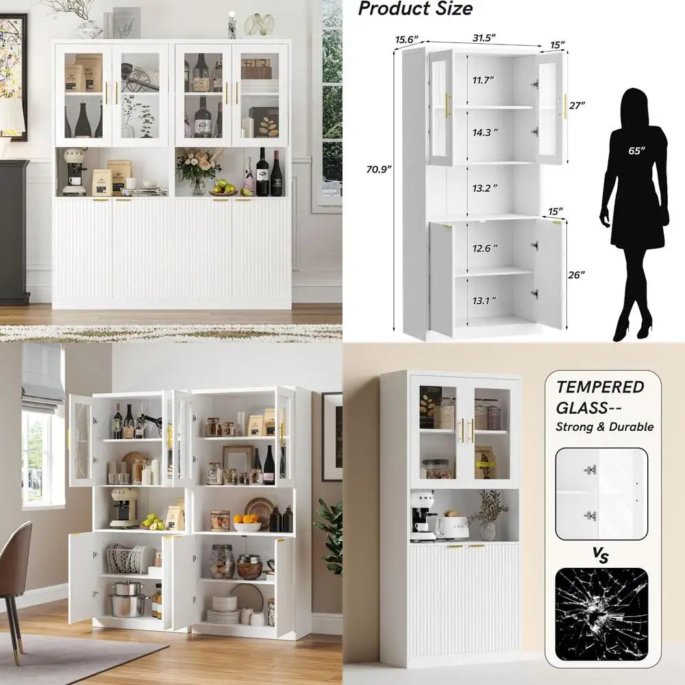 71" Tall Kitchen Pantry Cabinet Set of 2