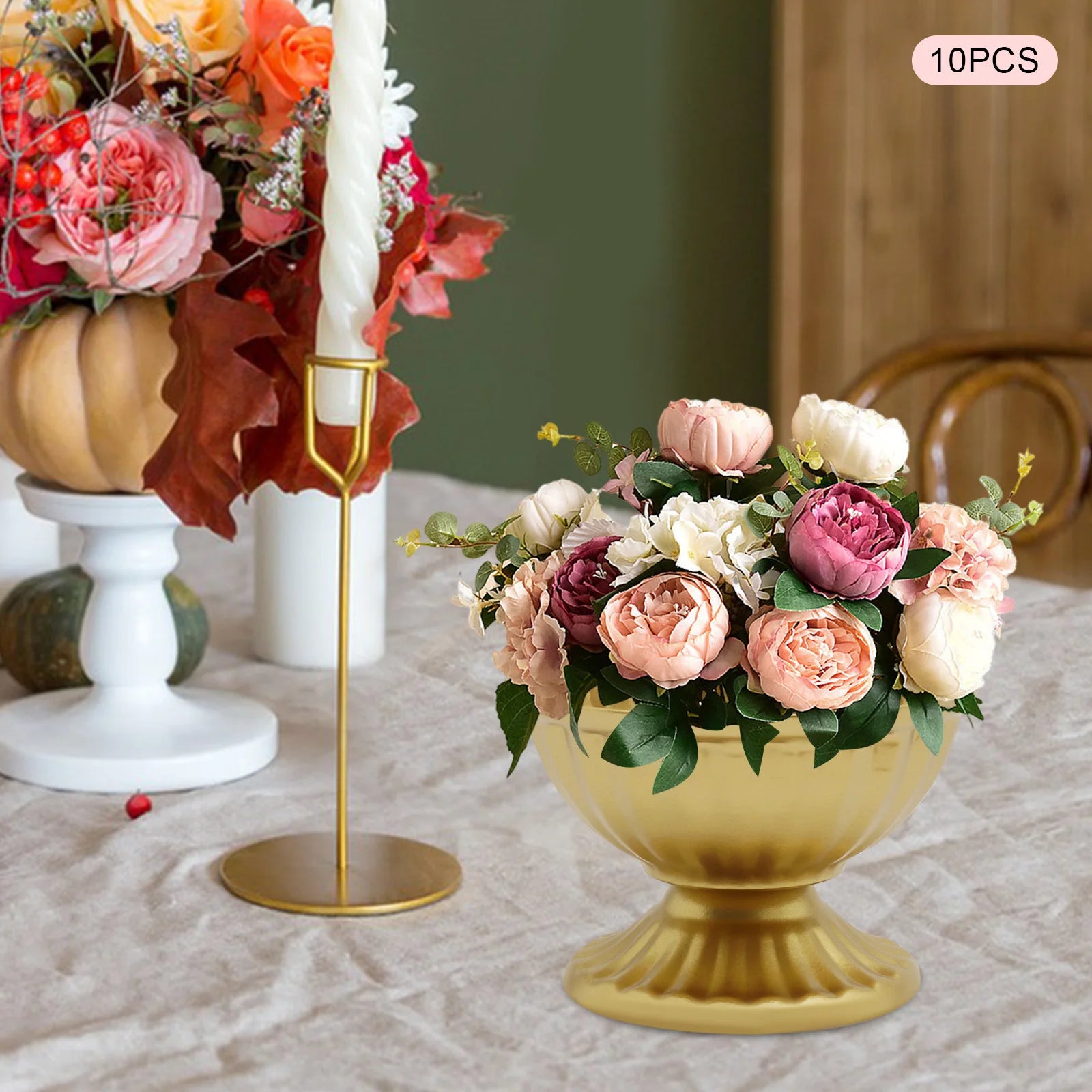 10 PCS - Mini Vase Golden Metal