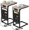 C-Shaped End Table with Charging Station