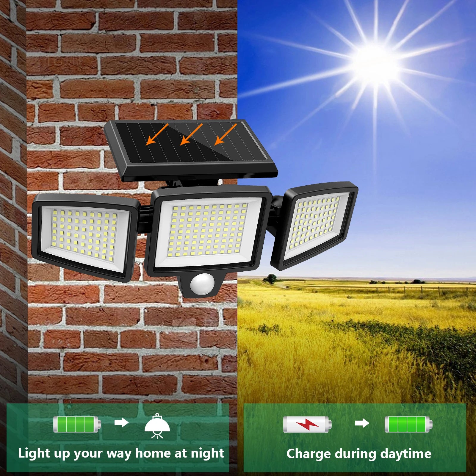 3-Head Solar Outdoor Light