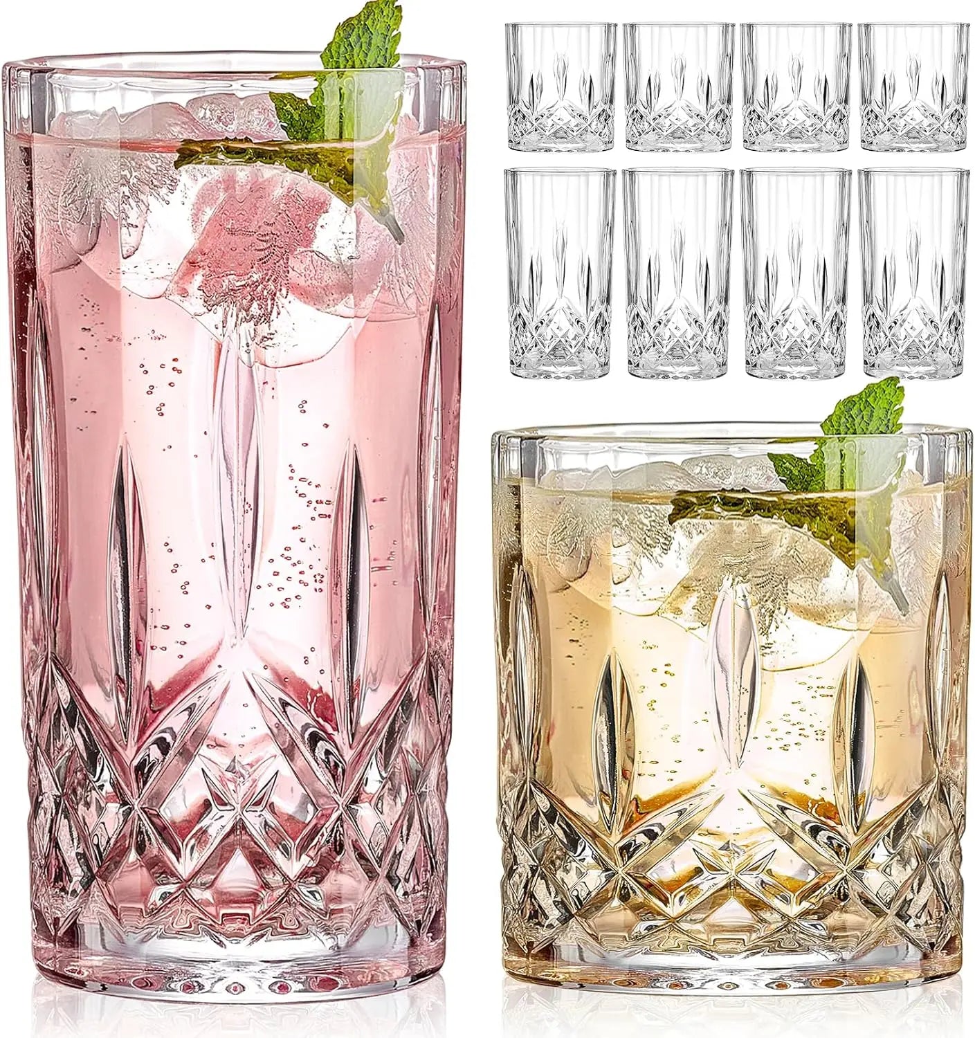 Old Fashioned 11 oz Whiskey Glasses, 8 Pieces