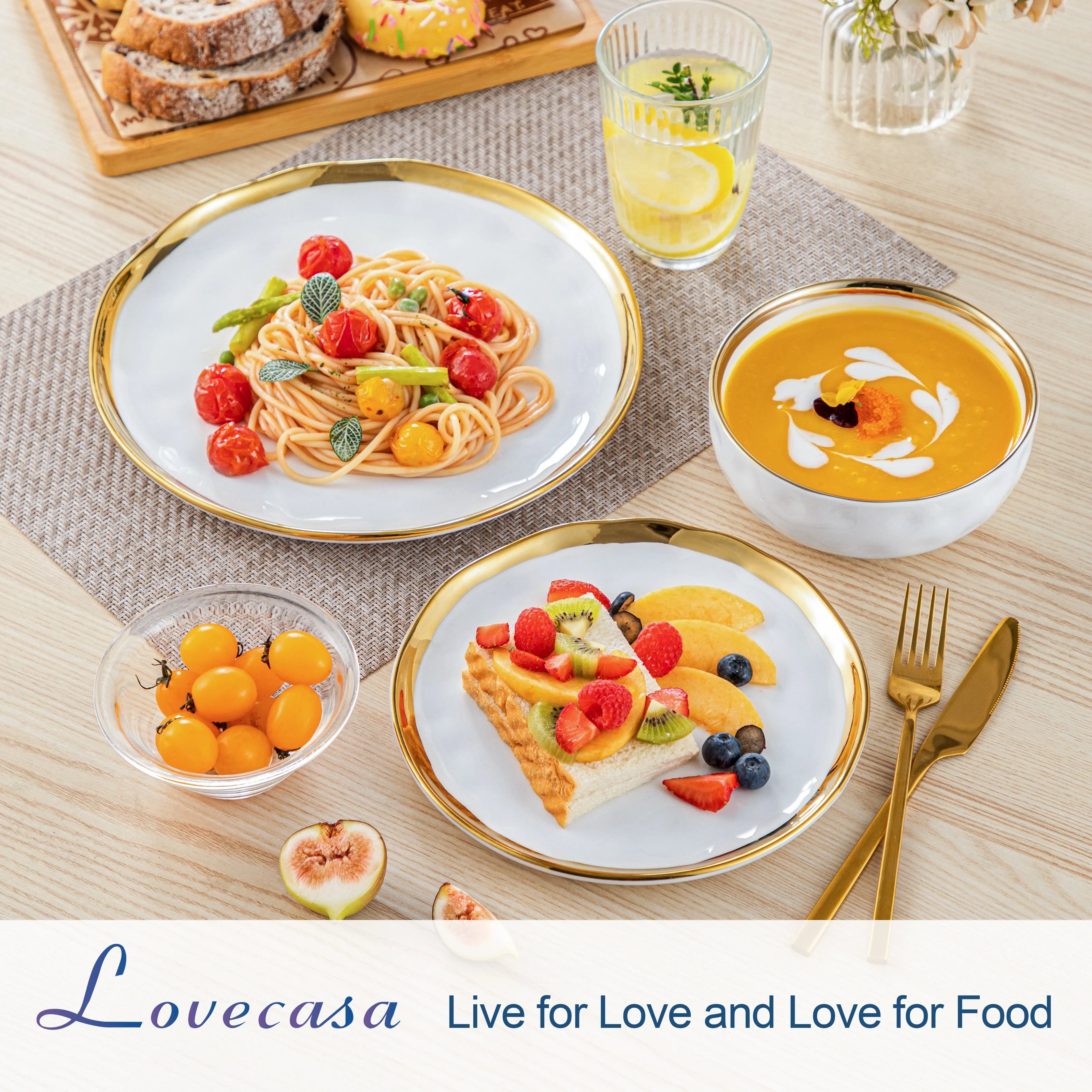 12/24 Piece Elegant Porcelain Dinnerware Set