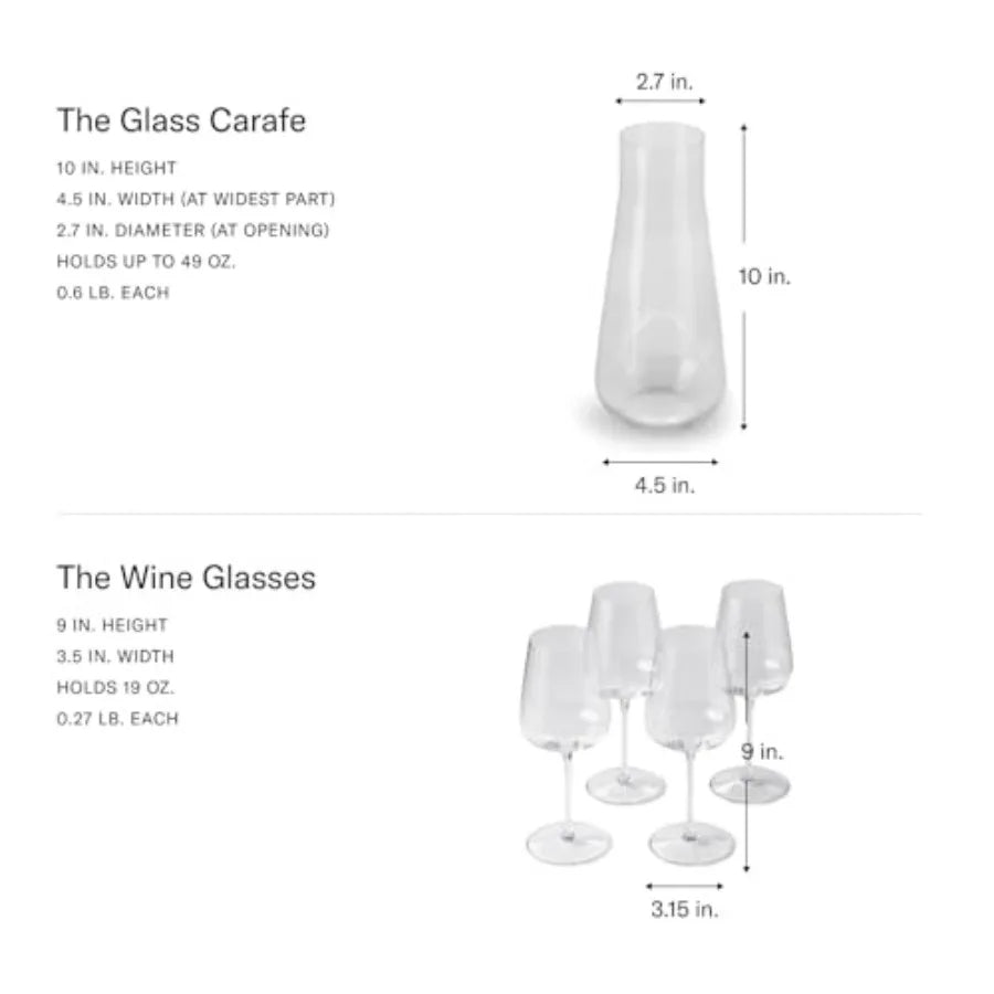 Carafe & 4 High - Clarity Wine Glasses