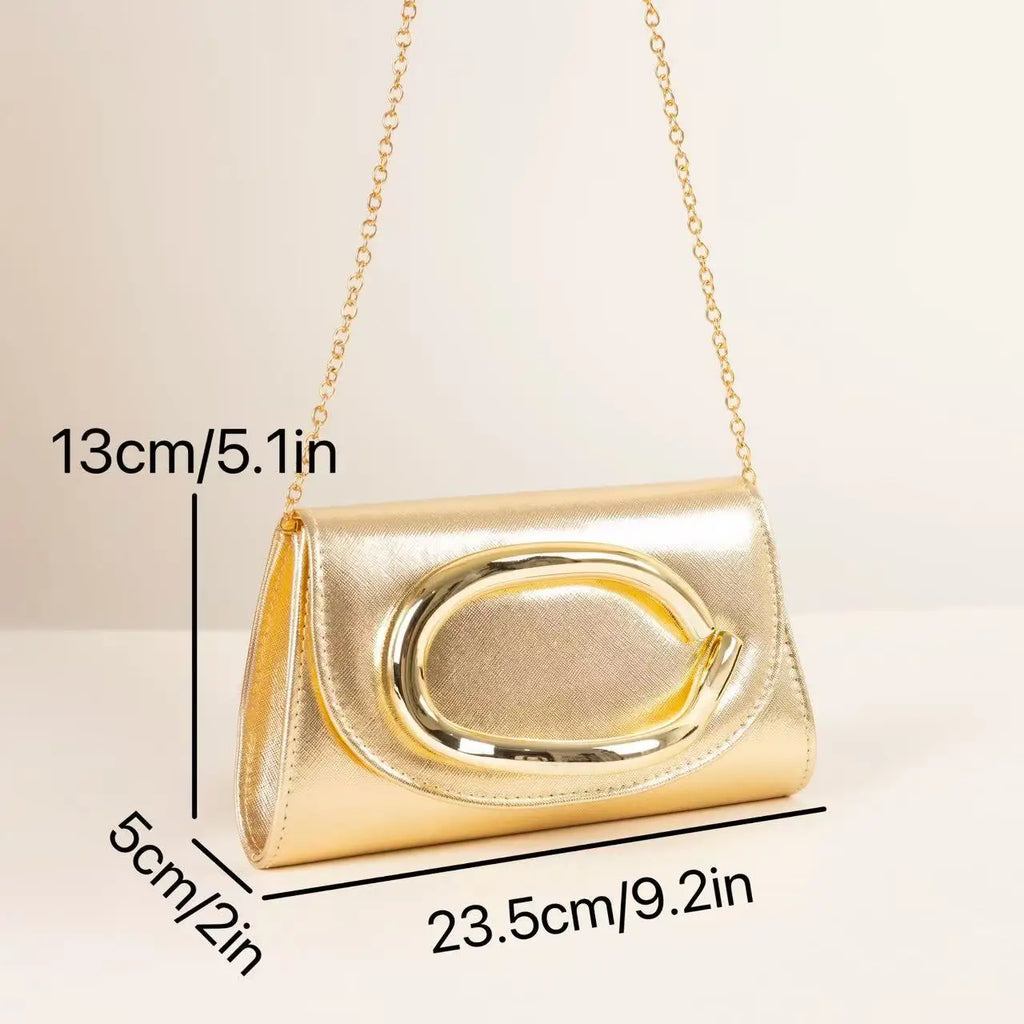 Unique Evening Clutch Bag for Women Wedding Handbag with Golden-Tone Buckle Shiny Formal Clutch Purse for Party Banquet Dinner