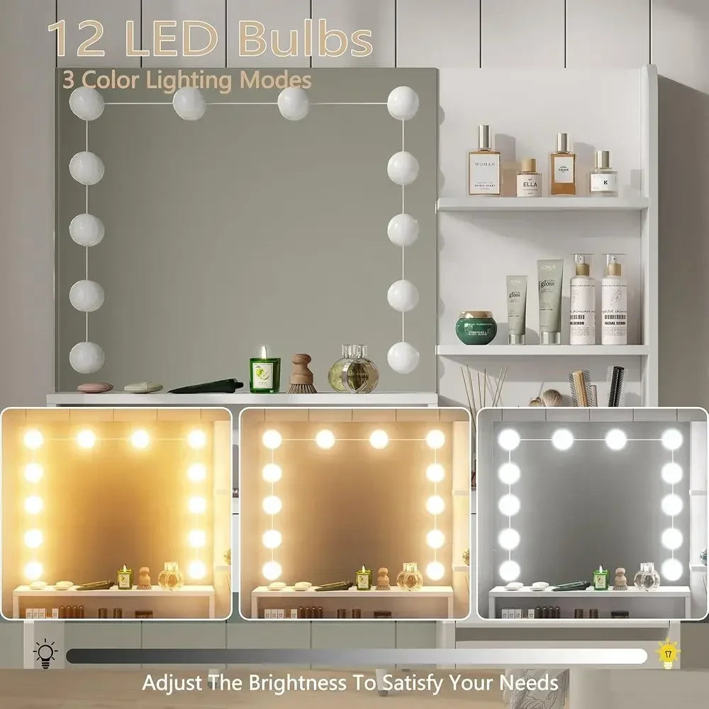37 Wide Vanity Desk with Illuminated Mirror