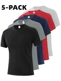 5 Pack Men's Leisure  Multicolor Short-sleeved