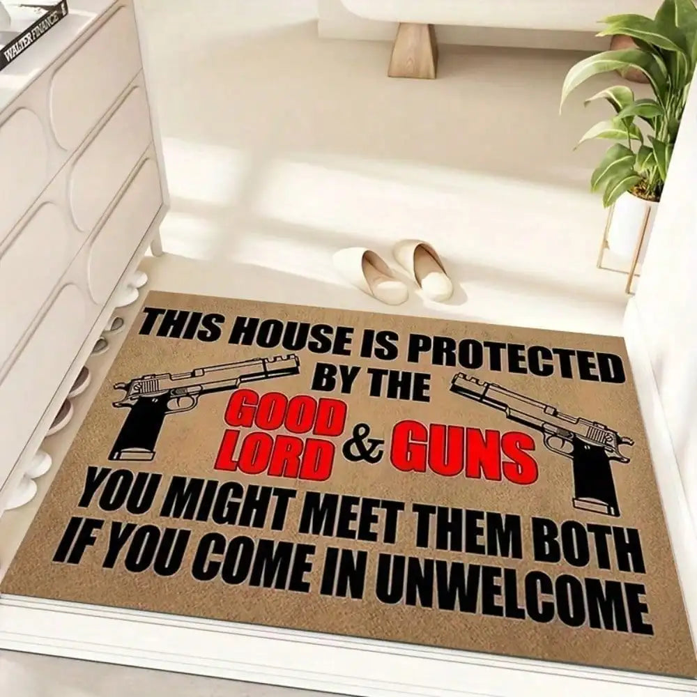 Welcome Protected By Guns Mat
