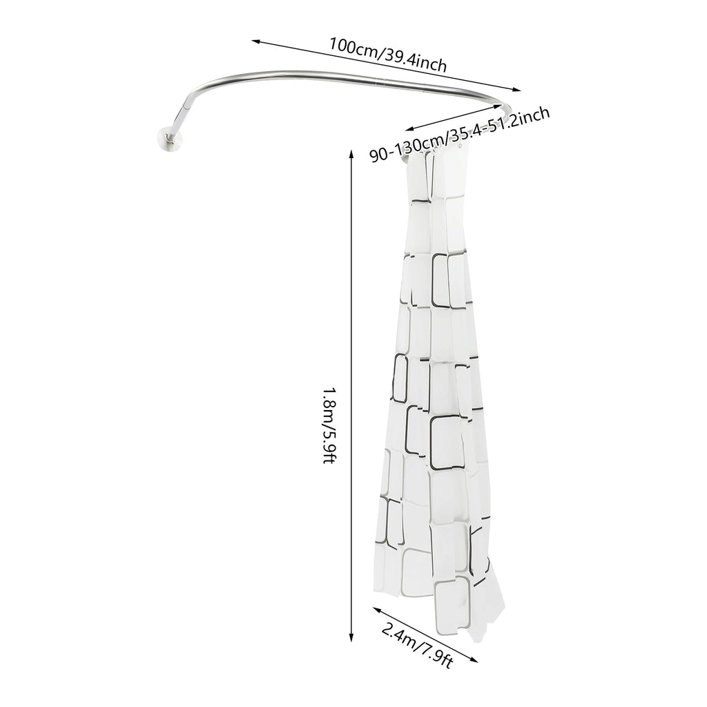 U Shape Shower Curtain Bar