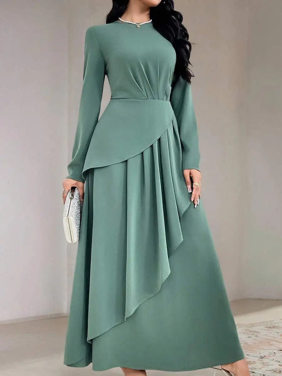 Asymmetrical Pleated Maxi Dress