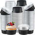 400 Pcs Aluminum Foil Baking Cups with Lids 5 oz Disposable Ramekins Mini Cake Pans Creme Brulee Cupcake Liners Muffin Tins Flan