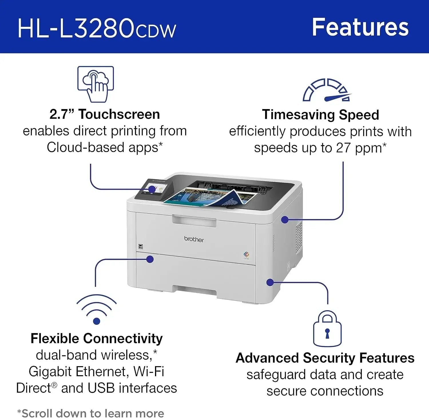 Wireless Compact Digital Color Printer with Laser