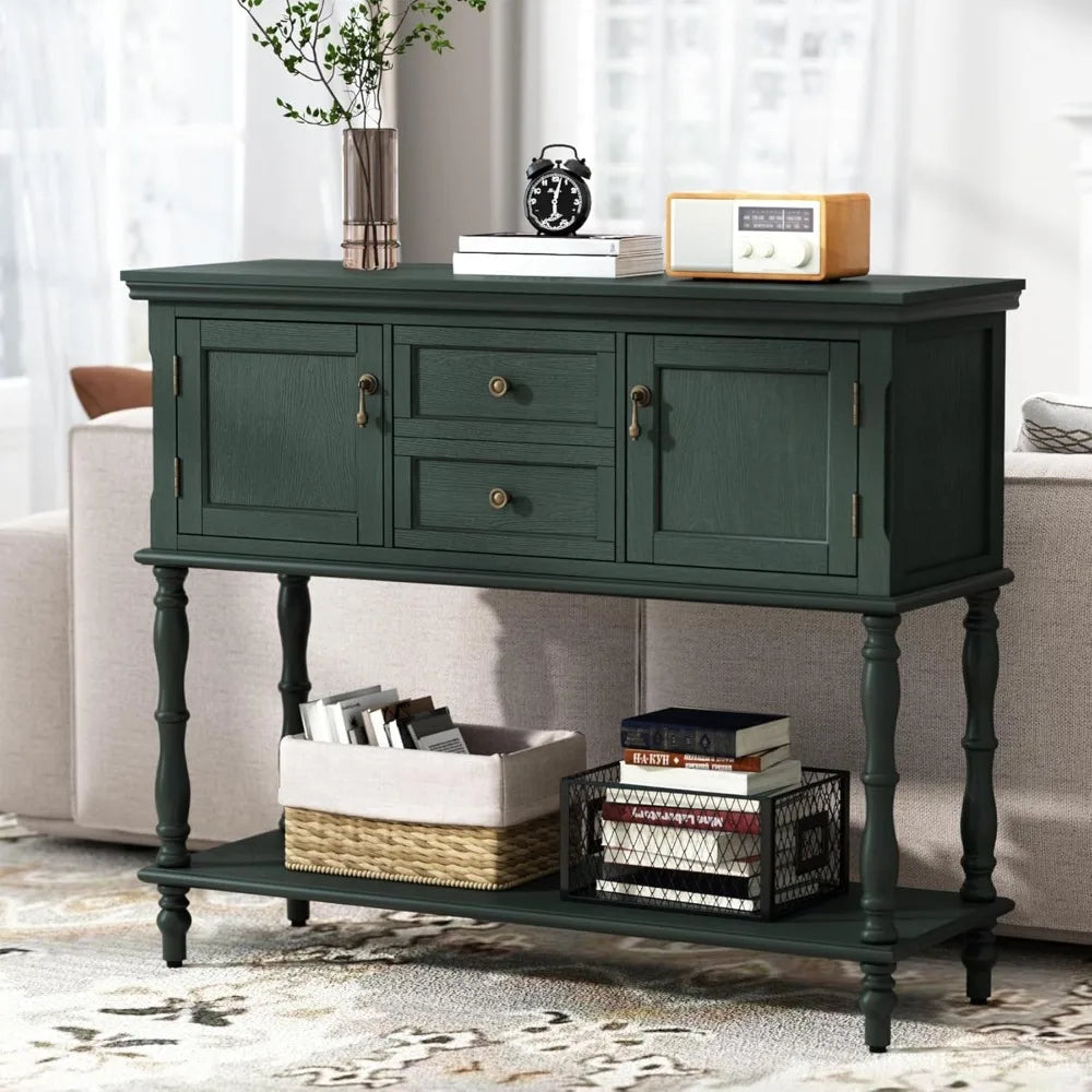 Retro Console Table with 2 Drawers & Cabinets