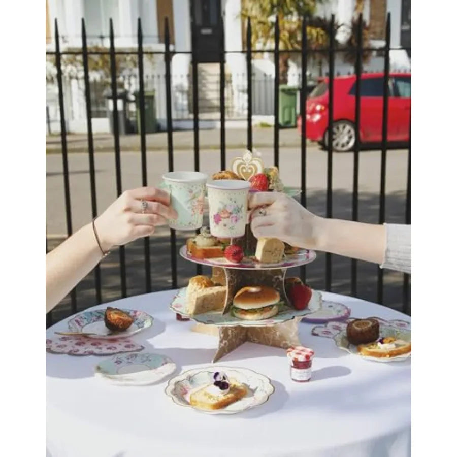 Vintage Paper Floral  Tea Cups & Saucer Set