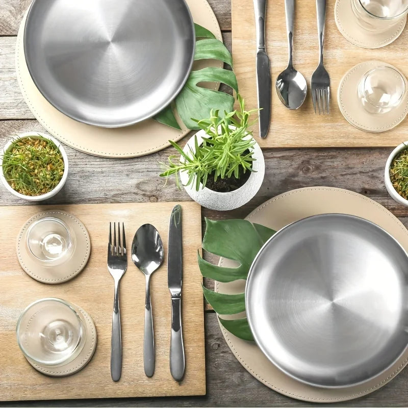 10pcs -  Stainless Steel Dinner Plates