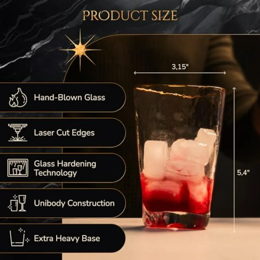 Gold Rim Highball Glasses Set of 4 16oz