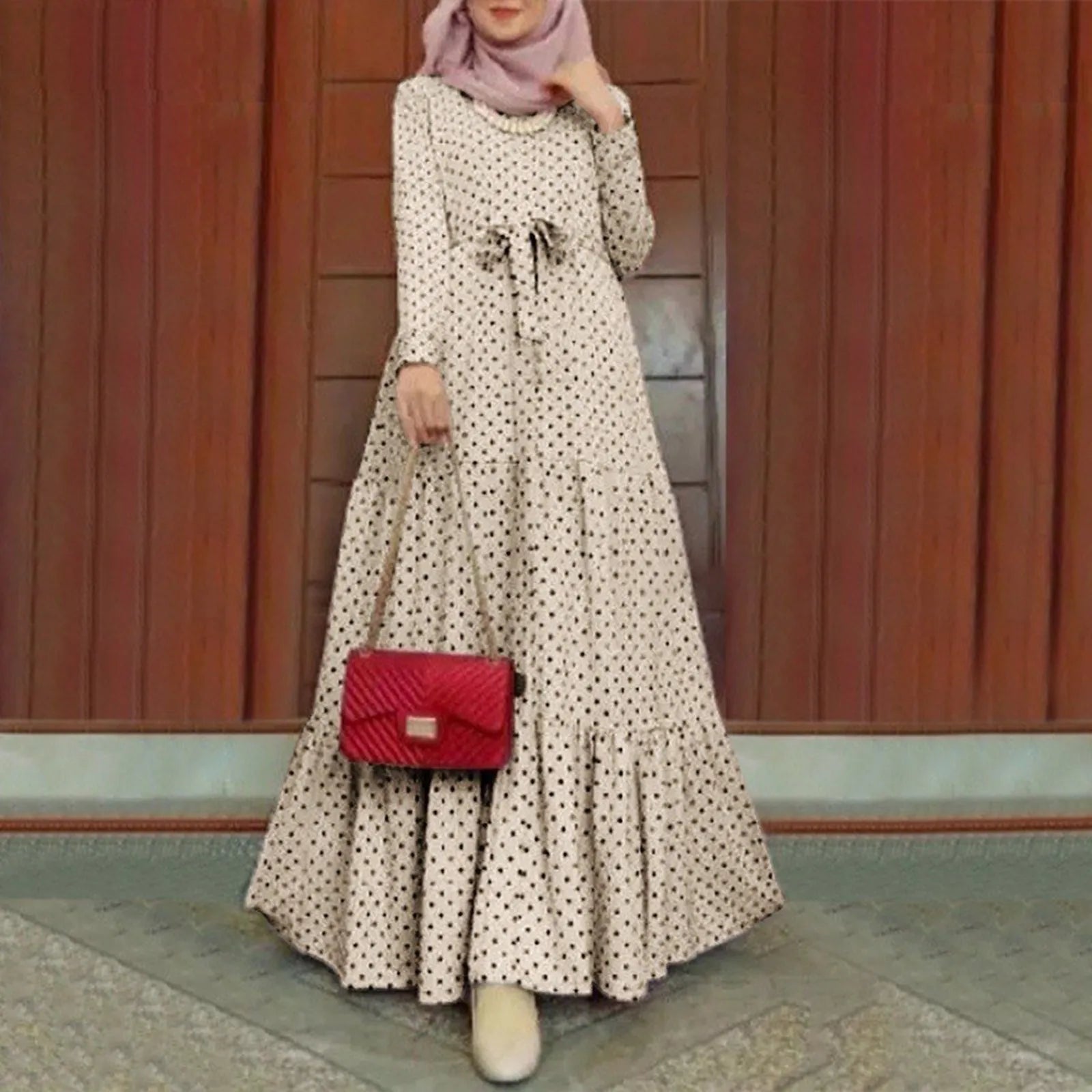 Polka Dot Dress Ruffle Belted