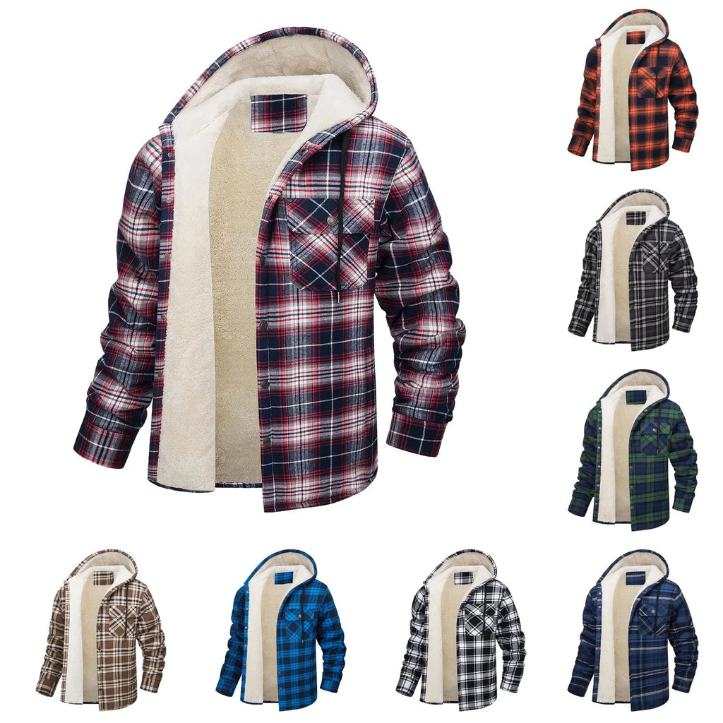 Thick  Flannel Hooded Jacket