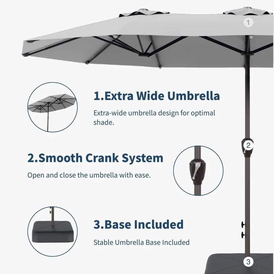 Double Sided Patio Umbrella with Base