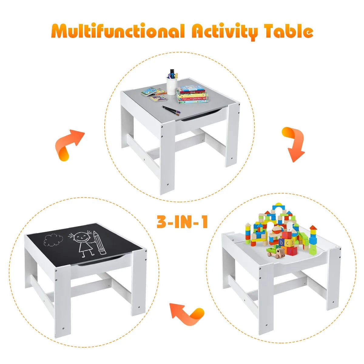 Kids 3 in 1 Table Chairs Set