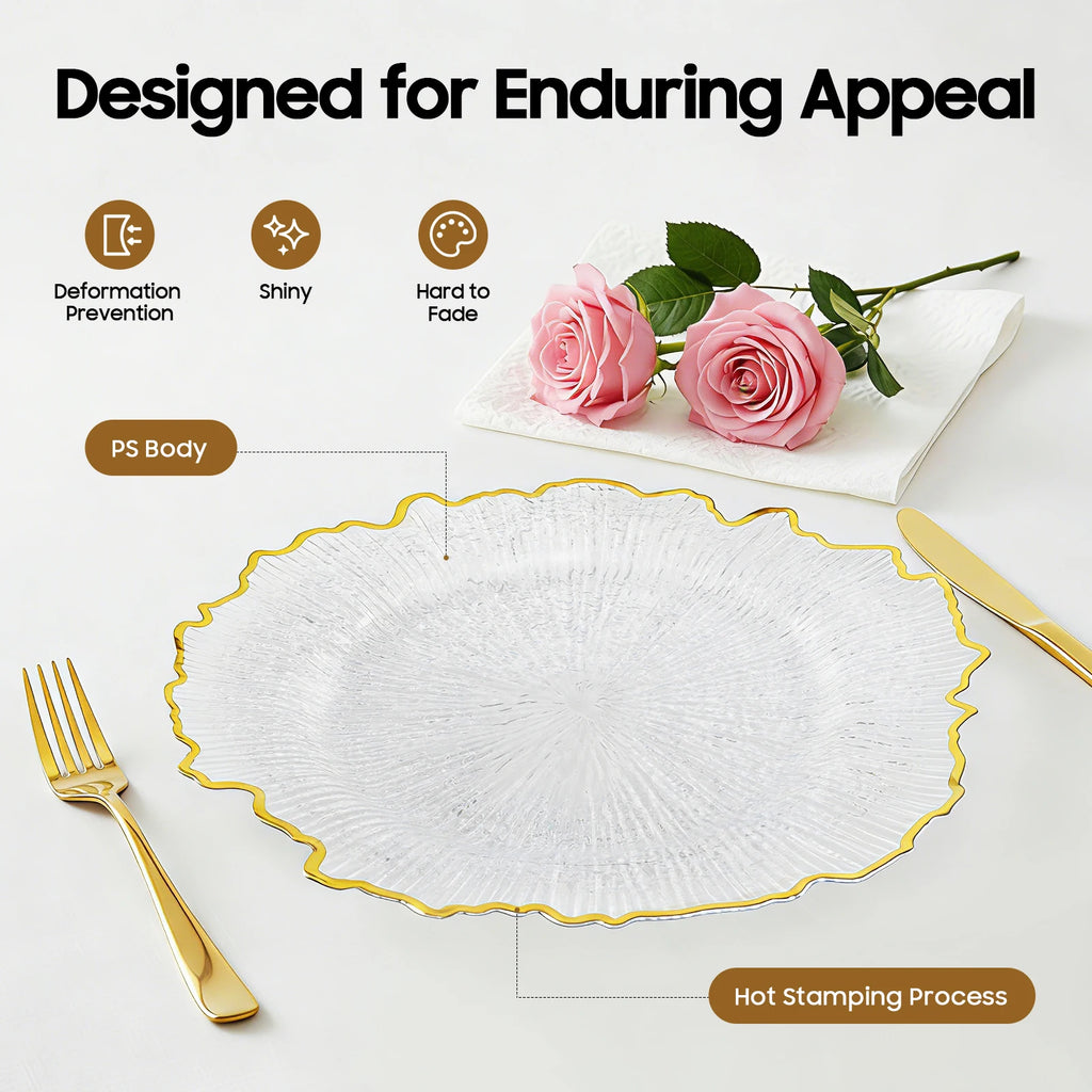 Gold Rim Transparent Charger Plates