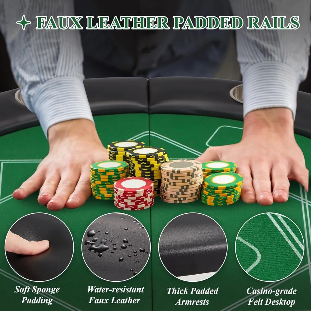 Foldable 8 Player Poker Table