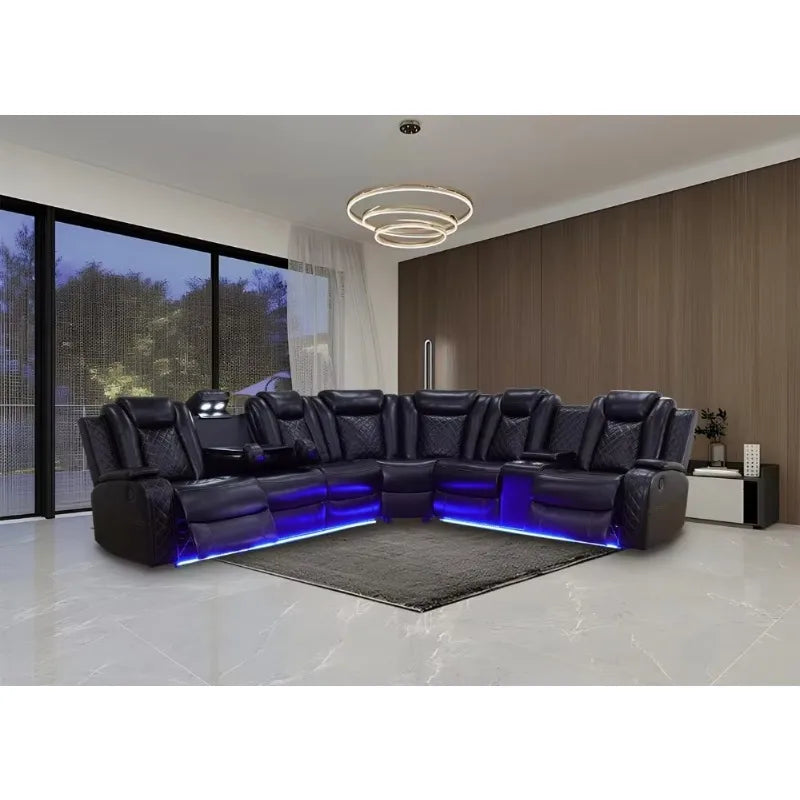 Modern L-Shaped Power Recliner Sofa Set