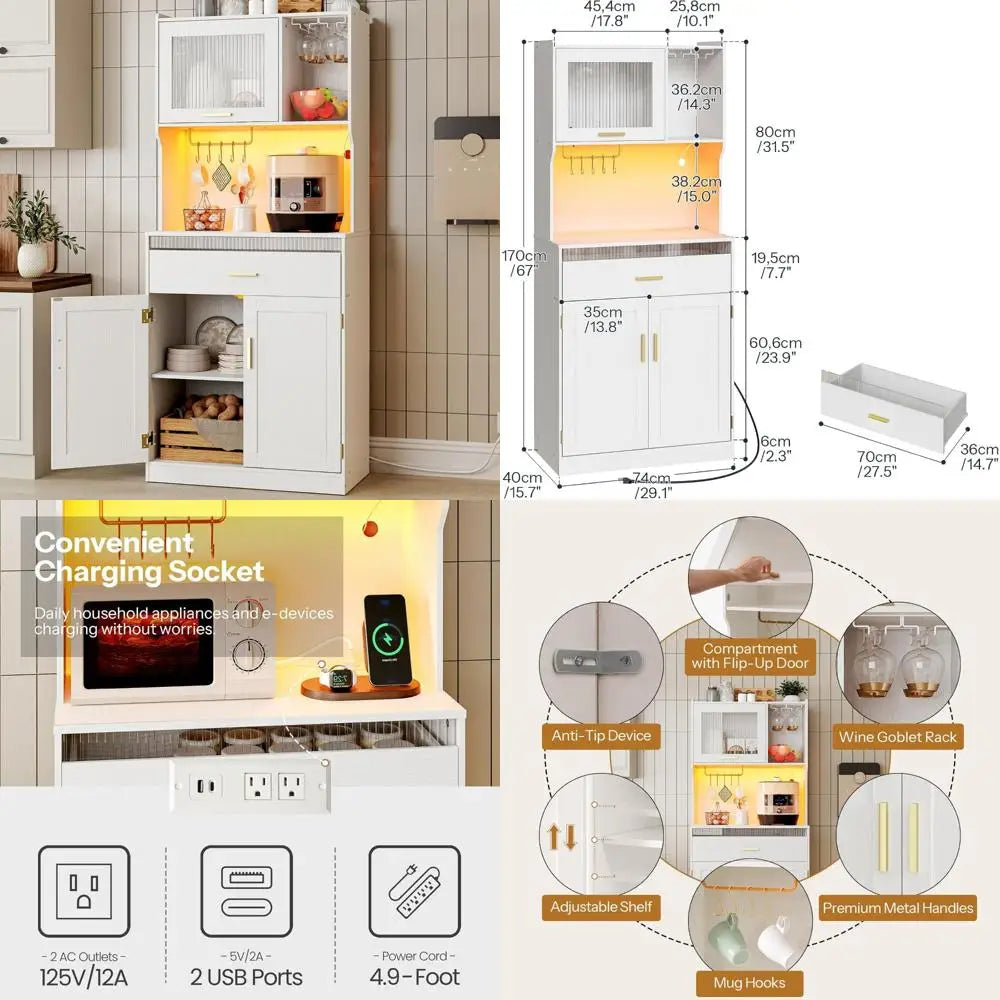 67" Kitchen Pantry Storage Cabinets