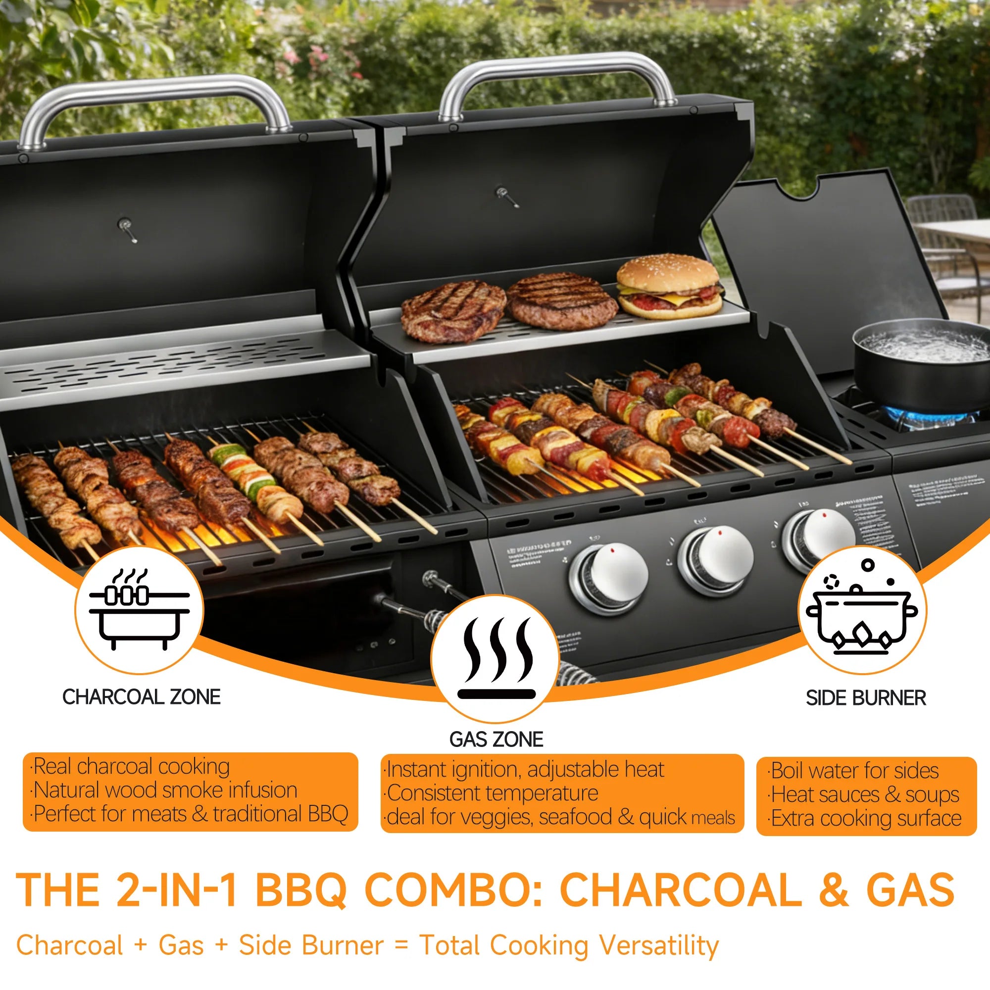 Dual Fuel Grill Gas & Charcoal Grill