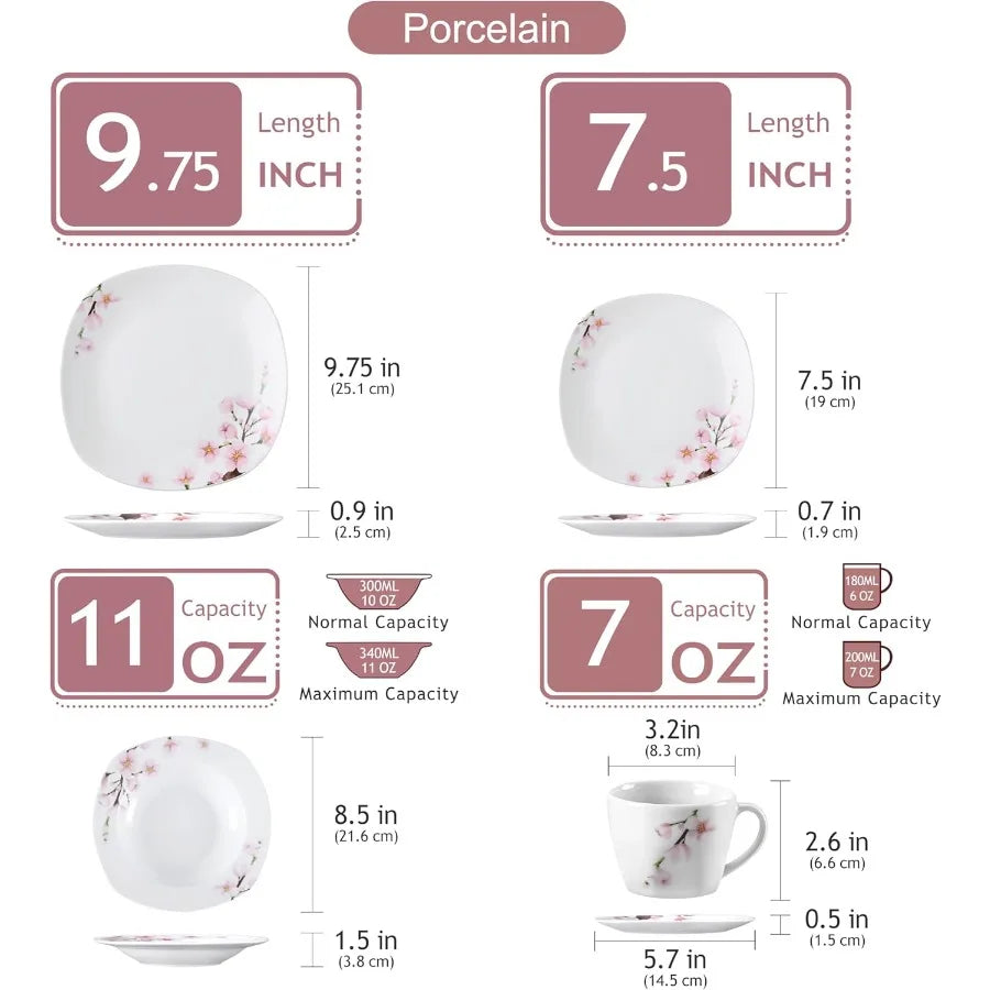 Porcelain Dinnerware for 6
