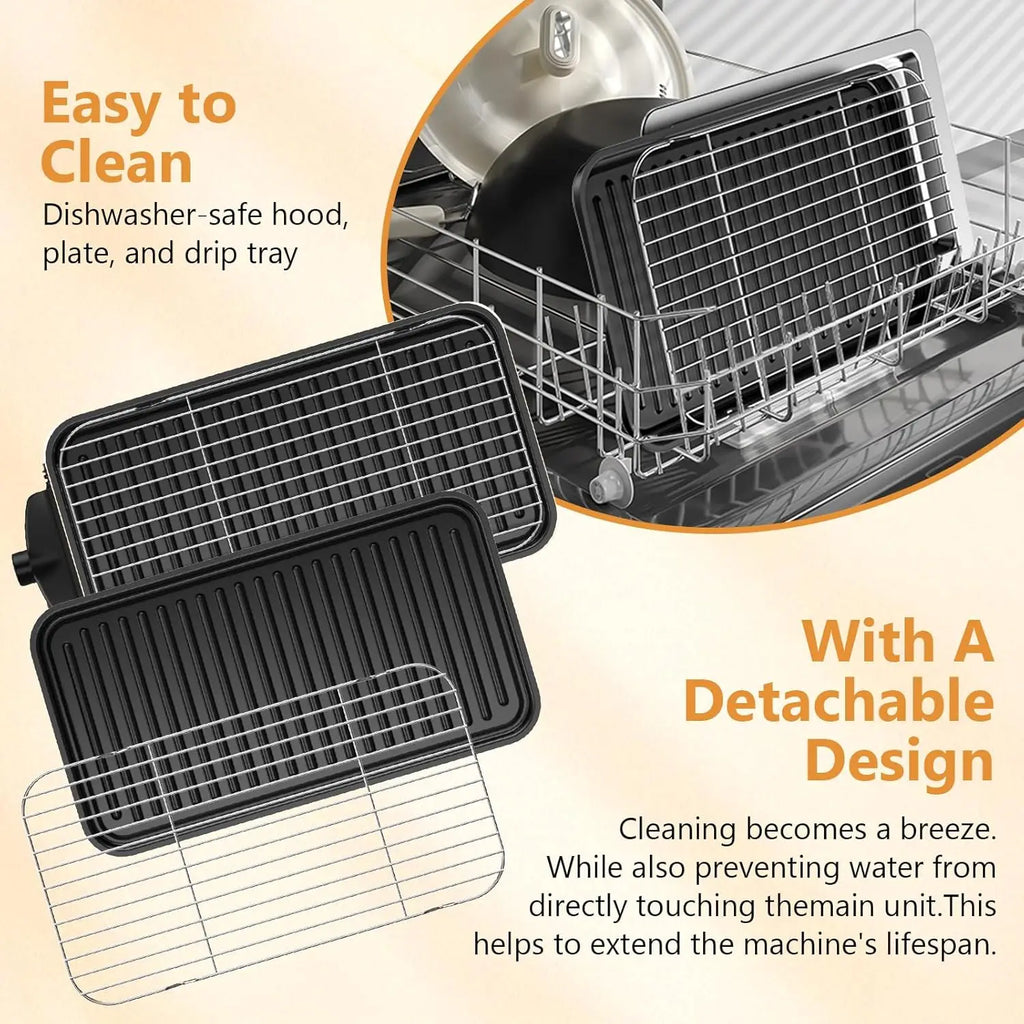 Smokeless Indoor Electric Grill w/ Removable Plates