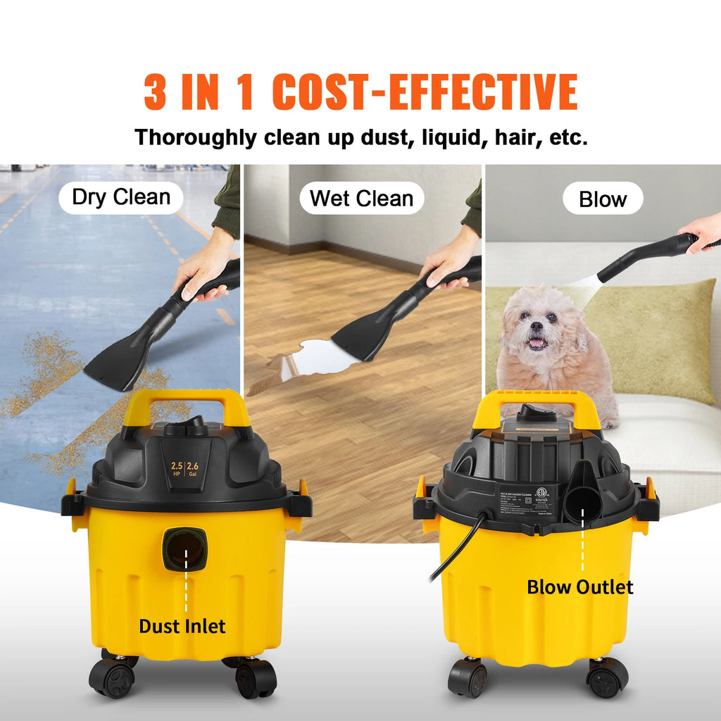 Wet Dry Vac 2.6 Gallon 2.5 Peak HP 3