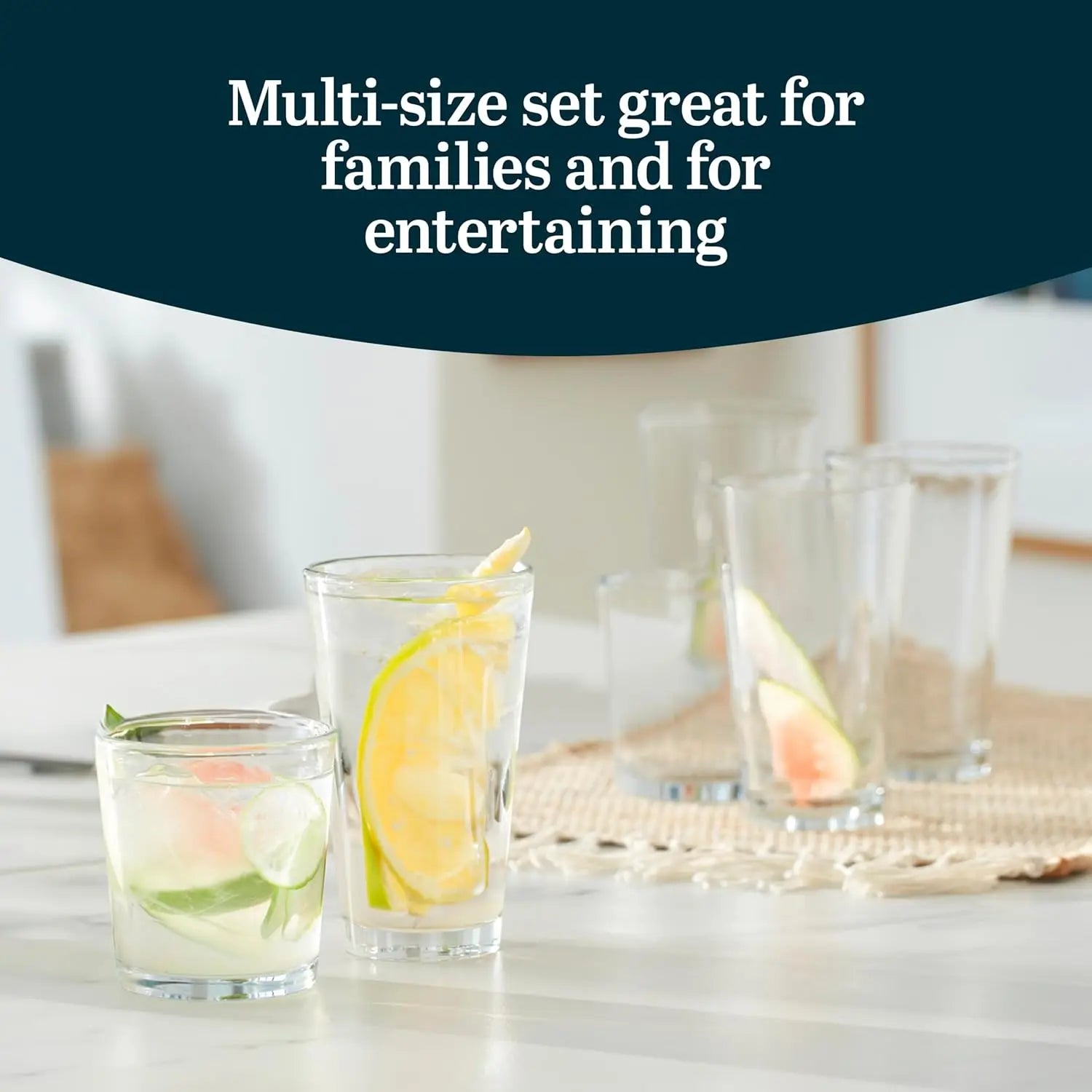 All-Purpose 16- Pieces Drinking Glass Set w / 8 Tumblers
