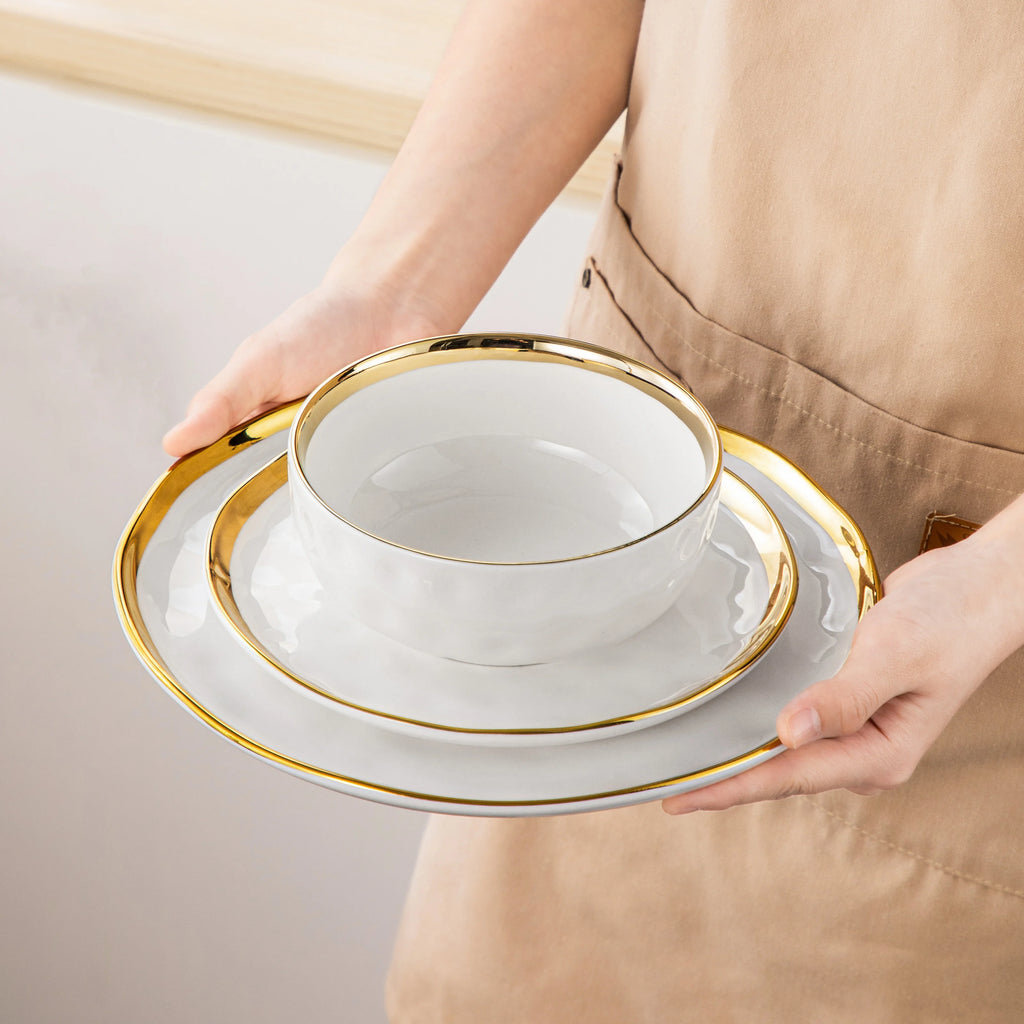 12/24 Piece Elegant Porcelain Dinnerware Set